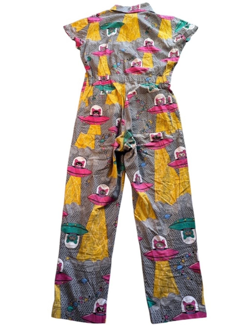 NWOT Blue Platypus Clothing Cats In Space Jumpsuit In Asteroid Field SizeXS - Picture 2 of 14